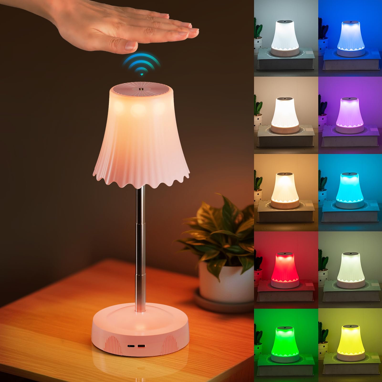 Lampade Ricaricabili Senza Fili Altezza E Luminosità Regolabili RGB Smart | Lampada Per Scrivania Senza Fili Luce RGB per camera da , bagno, sala pranzo, soggiorno, lettura, cucina, comodino