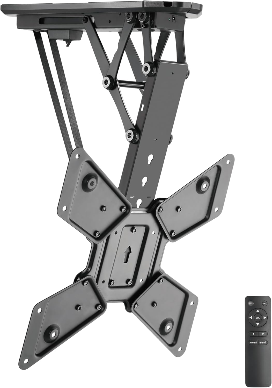 RICOO SE0544 Staffa di montaggio a soffitto pieghevole per TV elettrica per TV da 23-55 pollici – Montaggio a soffitto con tetto inclinato fino a 30 kg e VESA 400×400 mm