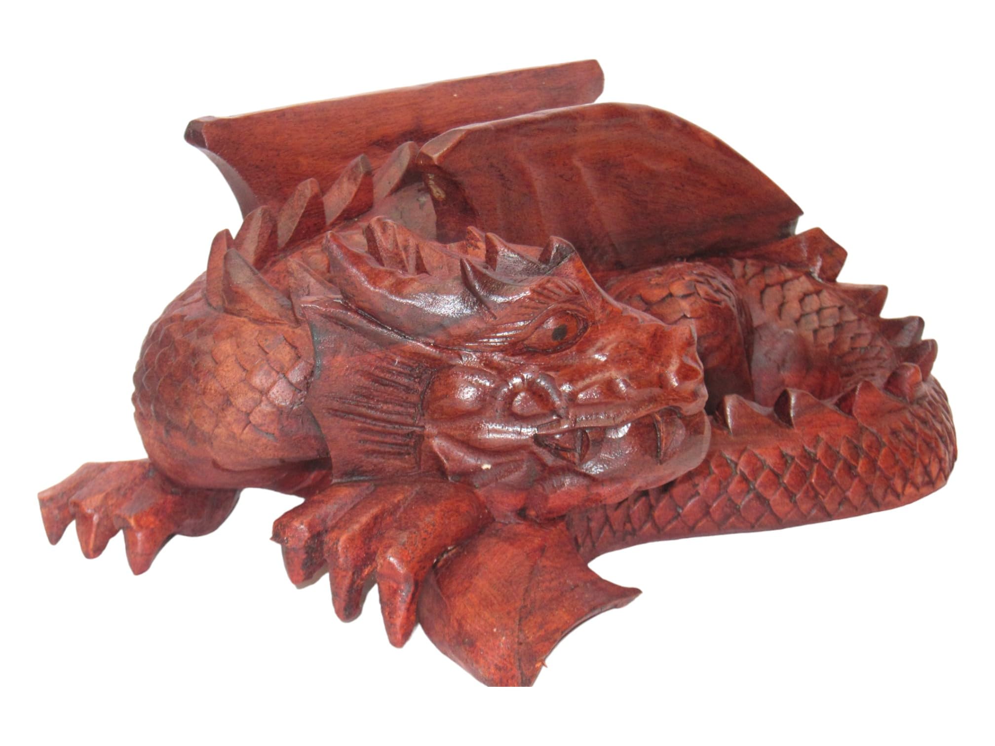 Brave Wings Hand Carved Wooden, Treasure Keeper Sleeping Dragon - Image 2