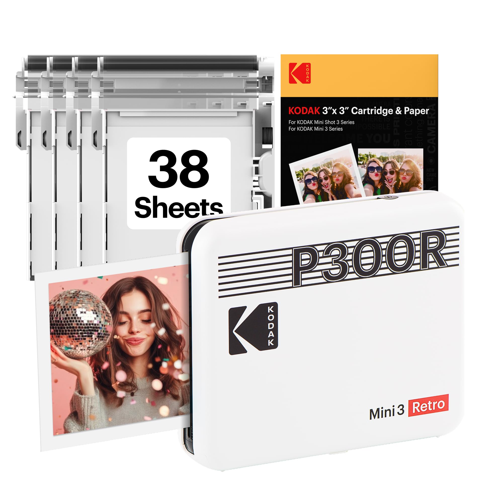 その他 New Kodak Mini 3 Retro Photo Printer KODAK Mini 3 Retro 3x3'' Portable Photo Printer, 38 Sheets