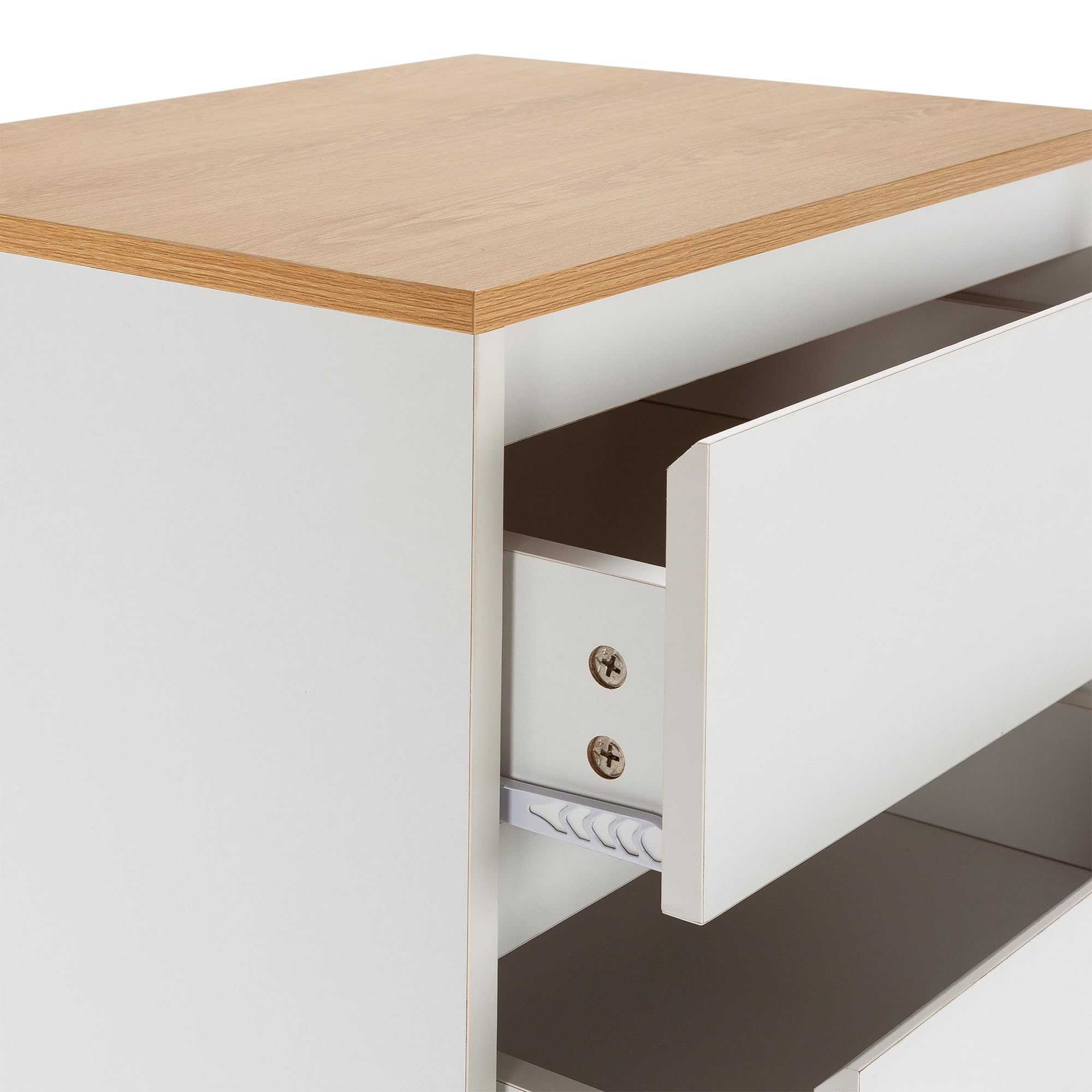 HOMN LIVING Cómoda Alta Desi 5 cajones Color Blanco, 50 cm (Ancho) 40 cm (Profundo) 115 cm (Altura)