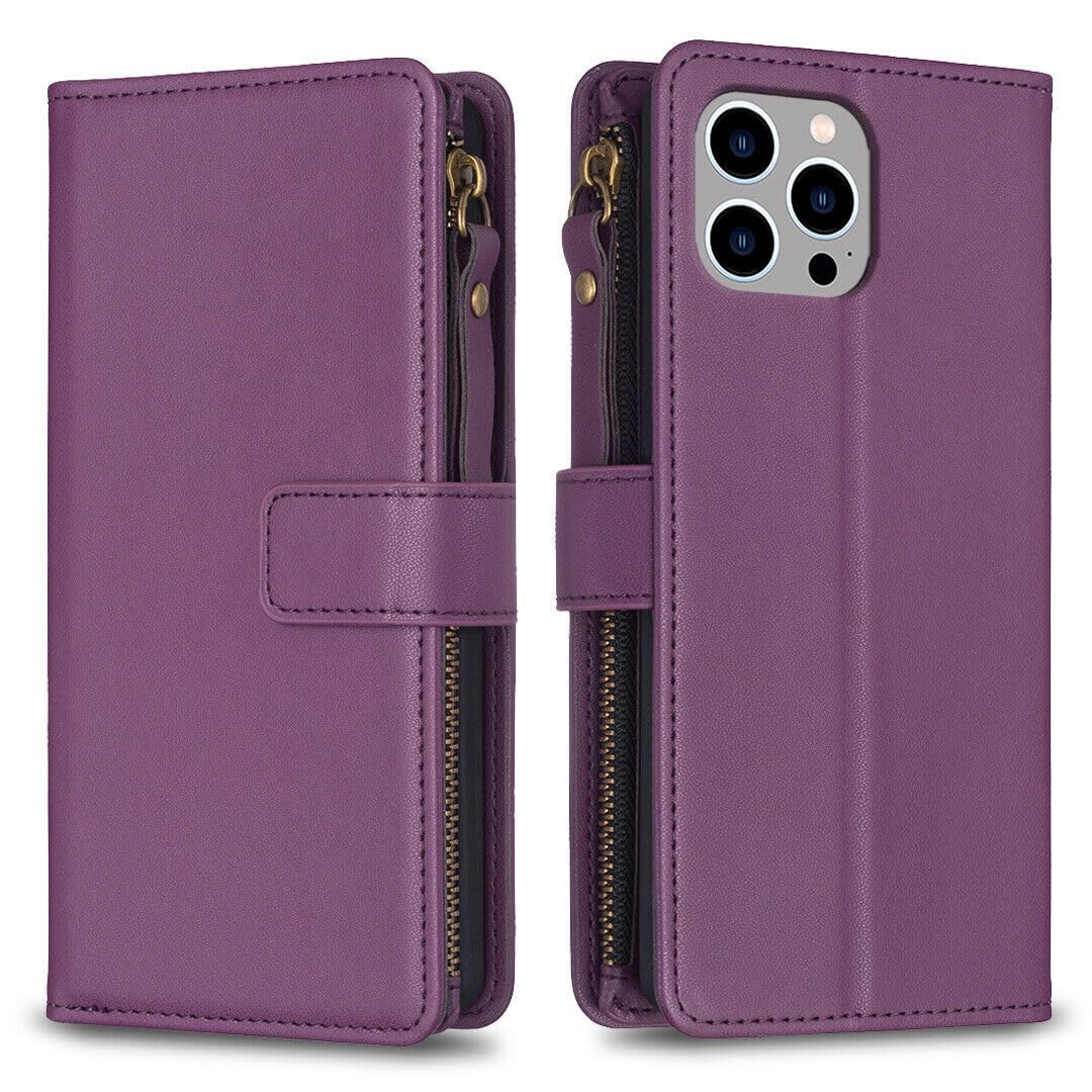 Étui pour iPhone 16 E violet foncé avec portefeuille en cuir - 8