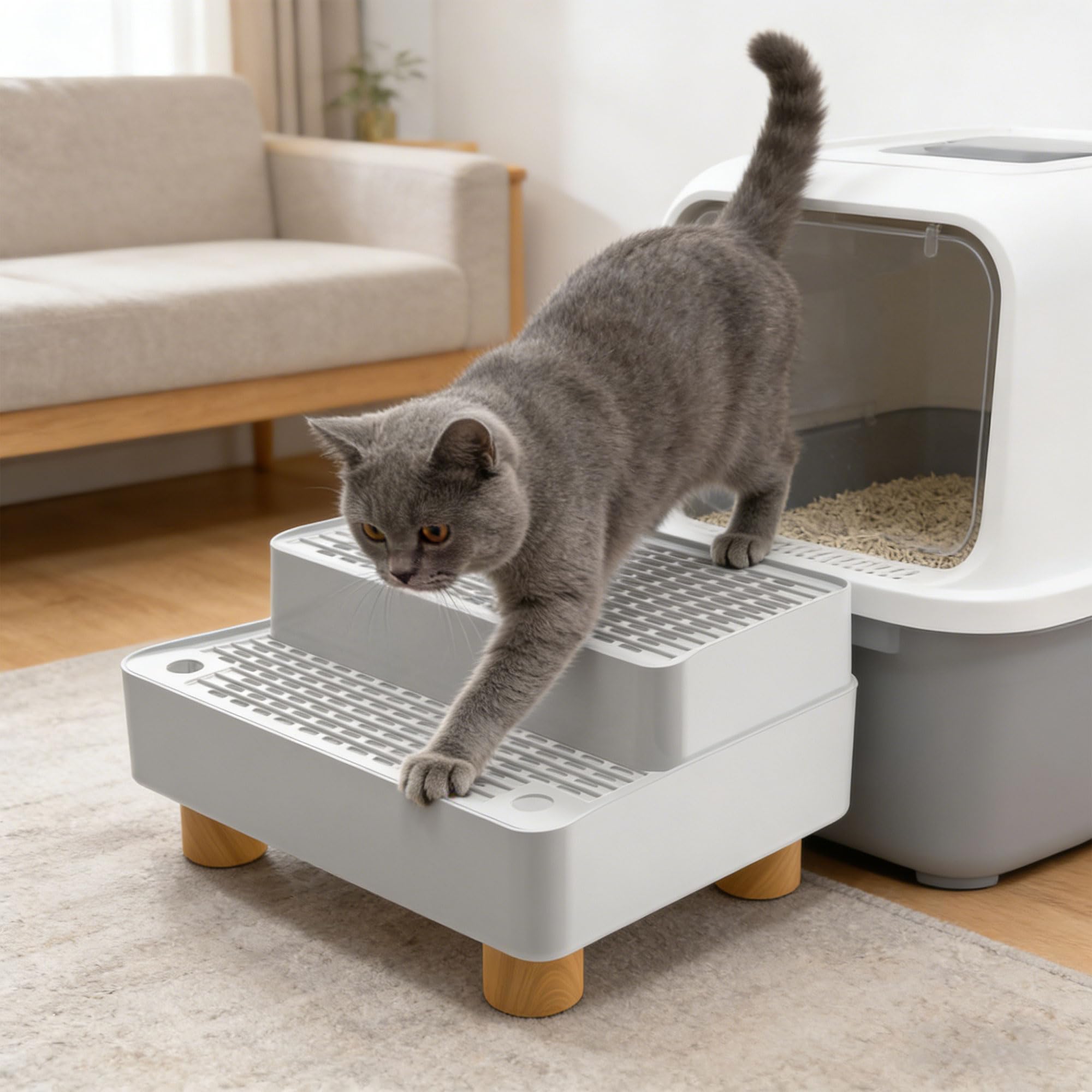 Cubo de basura silencioso de dos capas con tecnología de bajo ruido para noches tranquilas y caja inteligente reforzada para mascotas