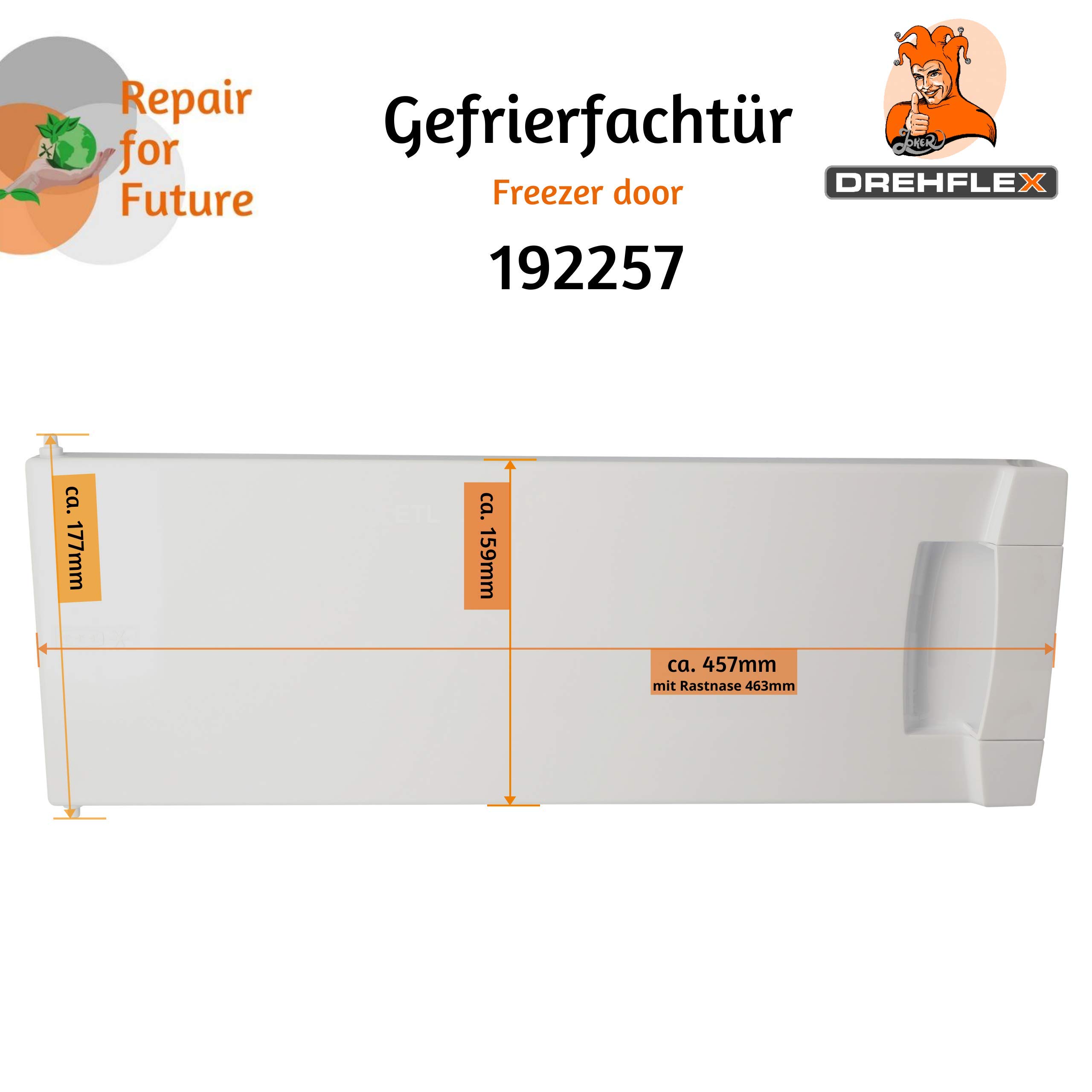 Gorenje 192257 Gefrierfachtür Breite 457mm Höhe 159mm Dicke 33mm Kunststoff