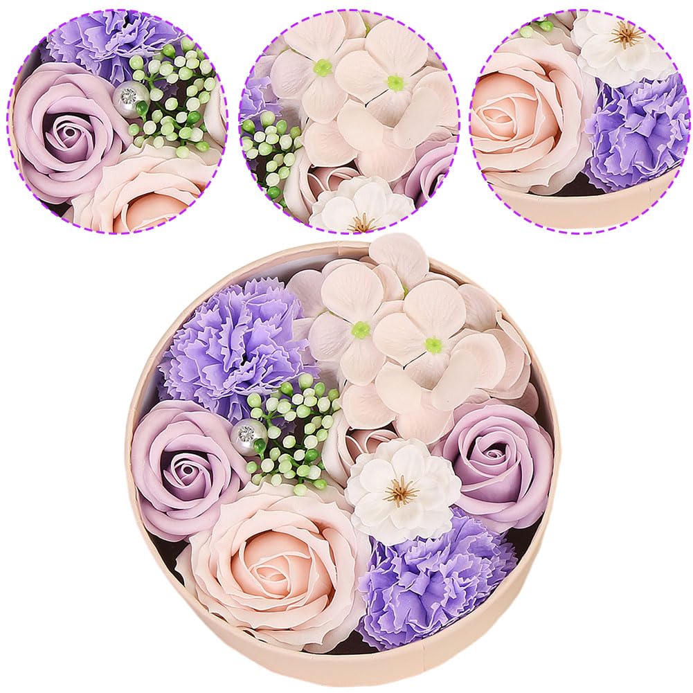 Handgefertigte Violette Seifenrosen im Geschenkkarton – Luxus Seifenblume mit Rosenduft, künstliche Rosenblüte als Badezusatz & Dekoration für Valentinstag, Muttertag, Jahrestag