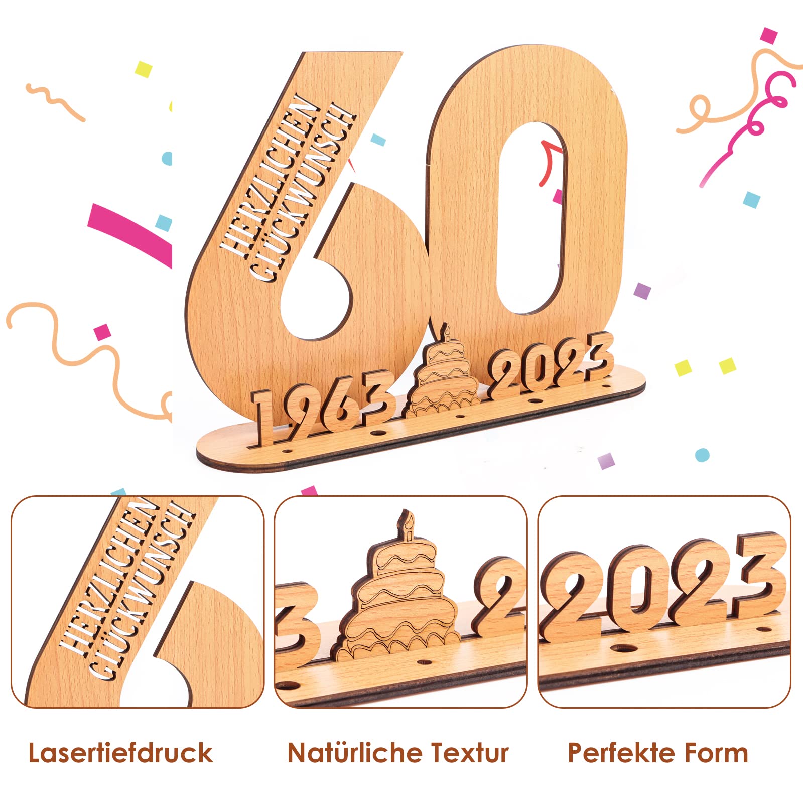 Holz Gästebuch Mit Stift - Stehendes Geburtstagsbuch Für Hochzeit & Jubiläum