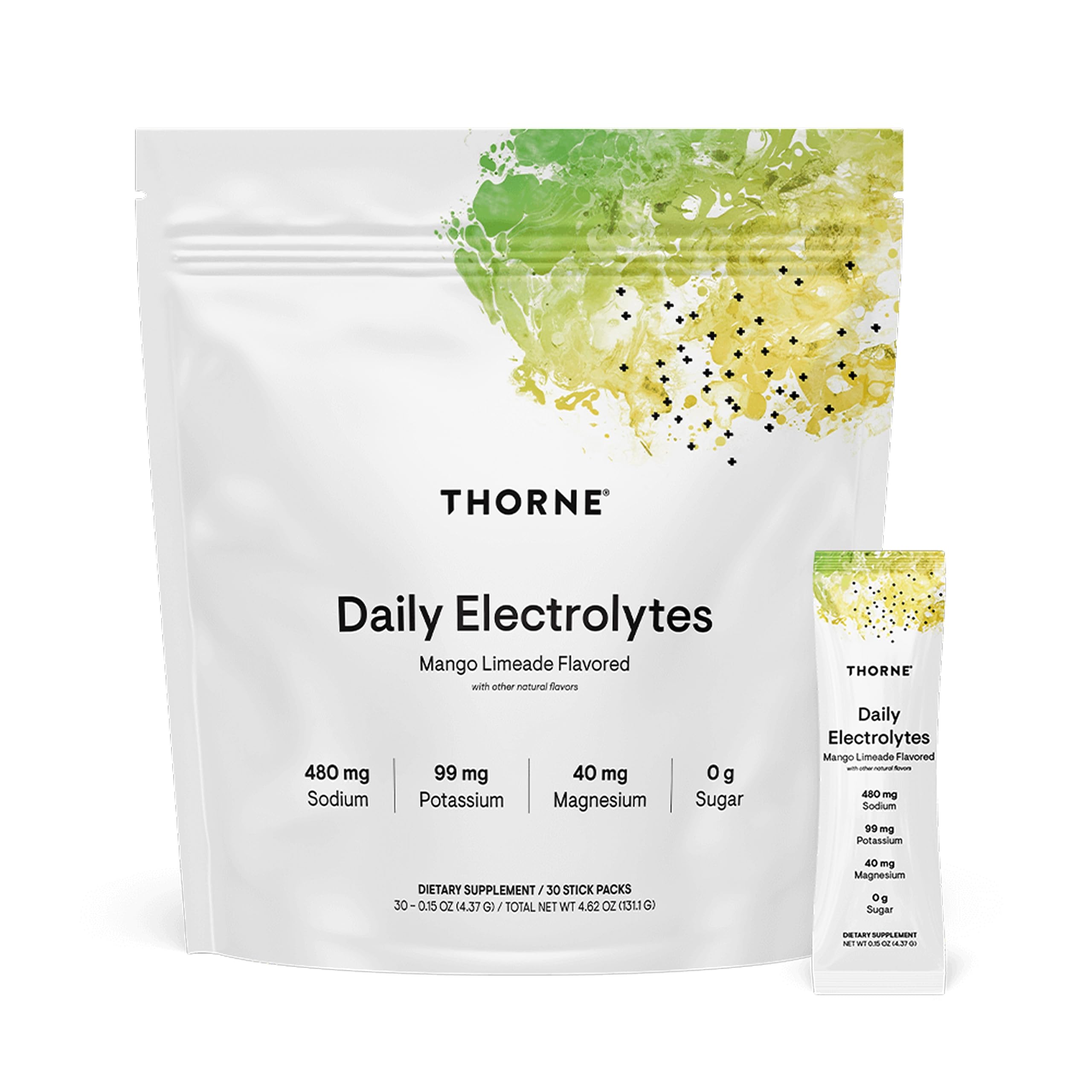 THORNE Daily Electrolytes, Electrolyte Powder Drink Mix, 30 Stick Packs Mango Limeade
