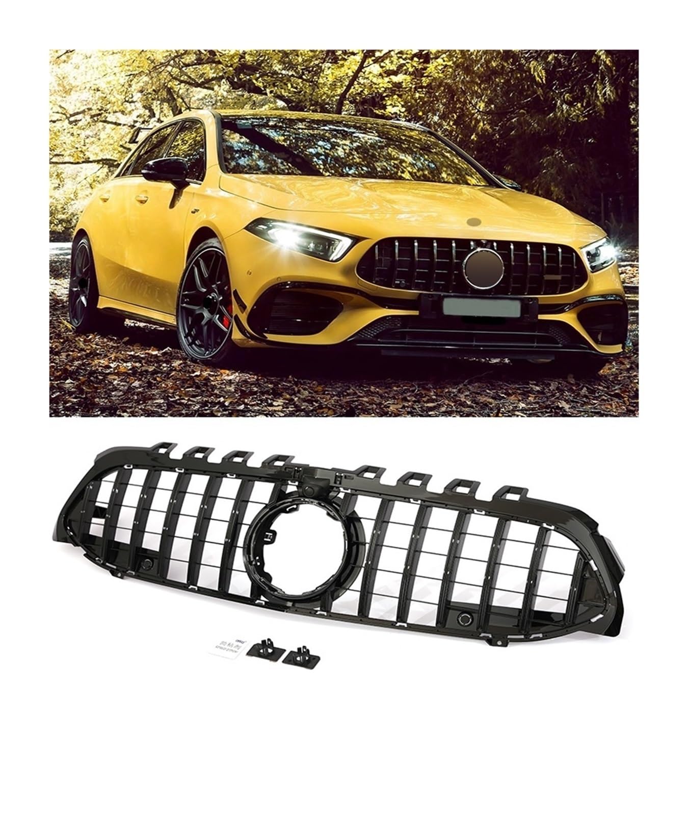 Kratka samochodowa kompatybilna z Mercedes Benz Klasa A W177 W176 A35 A180 200 250 260 2019 2020 2021, czarny przedni zderzak Panamericana GT Grille A45 Style(B GT 16-18)