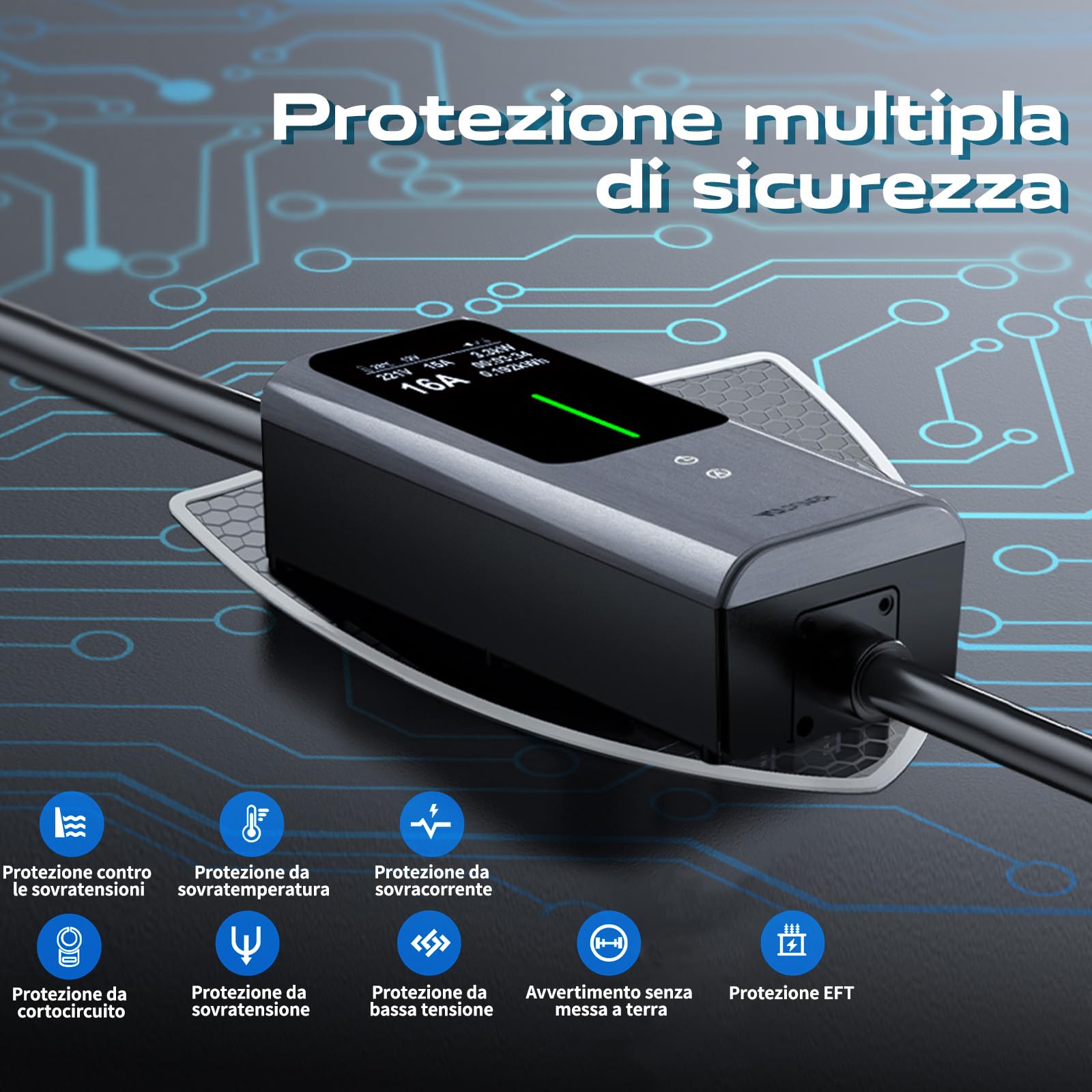 Colonnina Ricarica Auto Elettrica 11kW | 6-16A | 5m