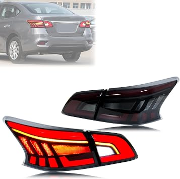 New Accessory Compatible with Nissan Sentra 2013-2019 B17 Full LED Tail Lights with Sequential Turn Signal Dynamic Animation Rear Lamps Assembly Black