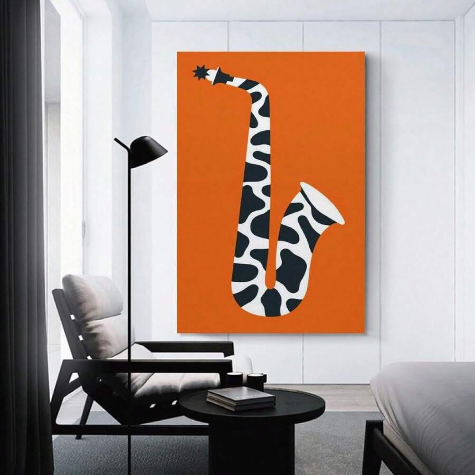 XBTYKPB Impresión de saxofón simple, lienzo musical, arte de pared, pintura, impresiones, carteles, para estudio de música, habitación infantil, decoración del hogar, 80 x 140 cm, sin marco
