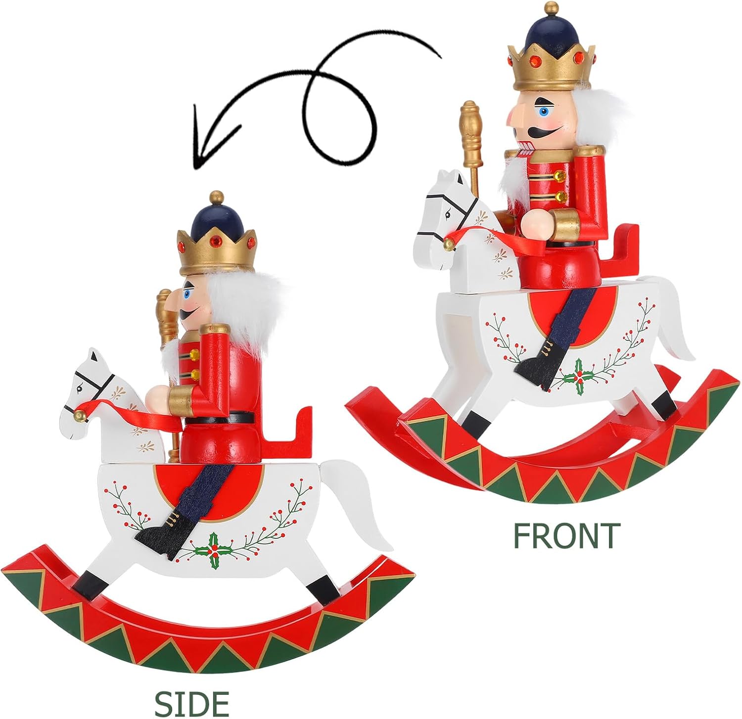 VICASKY Wooden Christmas Nutcracker Horse Figurine, Tabletop Holiday Decor, Traditional Decorative Nutcracker Soldier for Home and Party Christmas Decorations