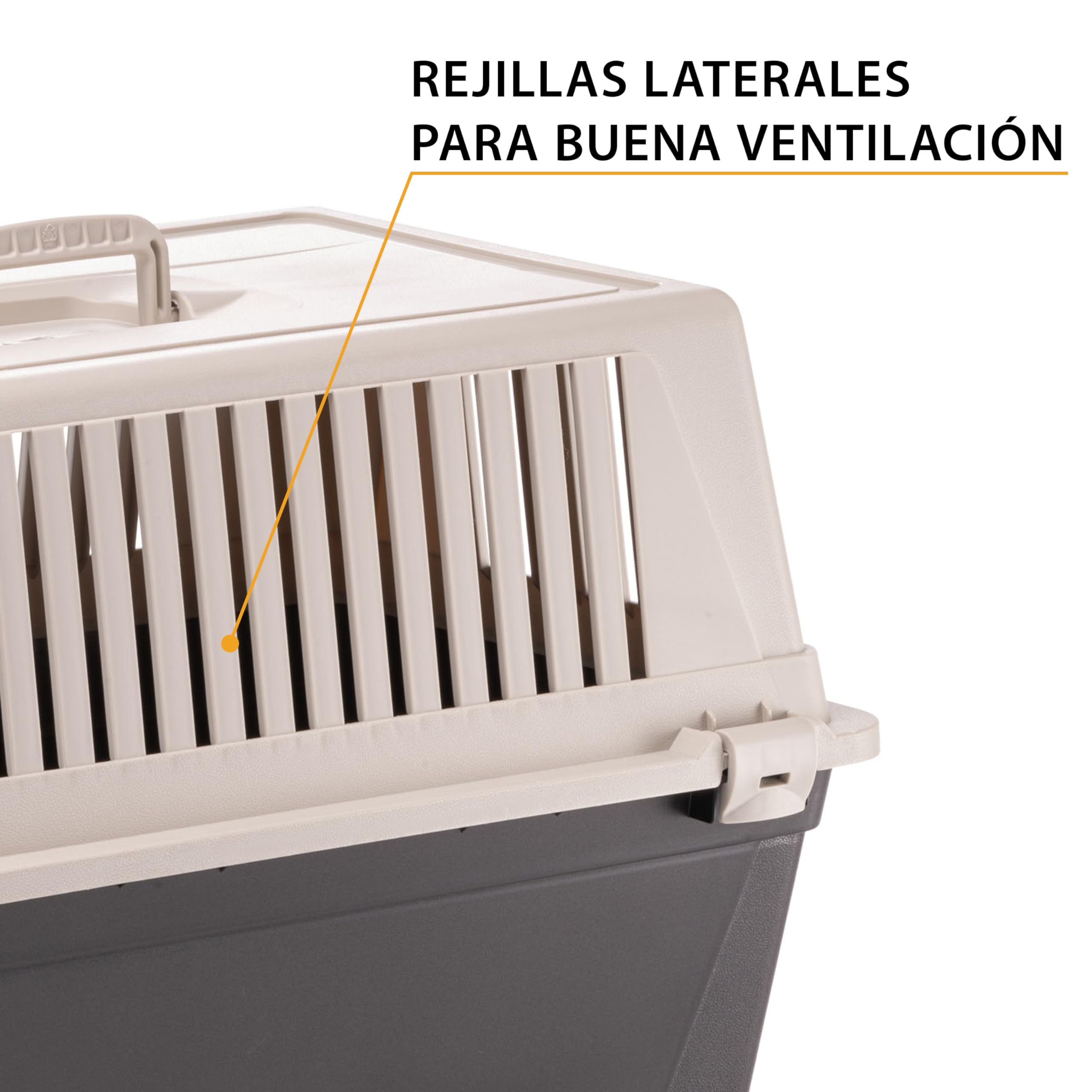 Ferplast Transportín Gatos, Transportín Perro Mediano Pequeño y Gatos hasta 15 Kg, Puerta de Hierro Plastificado, Ranuras de Ventilación, 40 x 60 x h 38 cm, Transportín Mascotas Rígido Atlas 30 EL