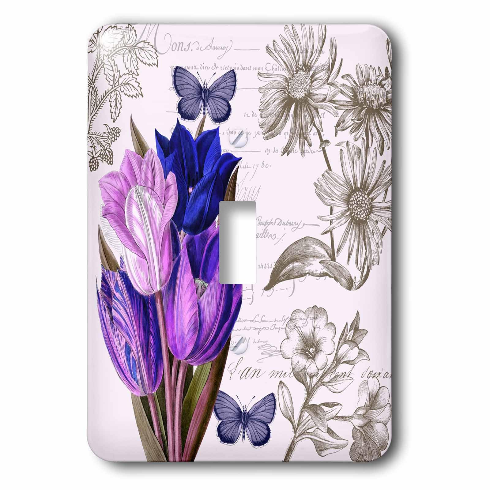 Violet tulipes floral interrupteur à bascule 3drose LSP 178930
