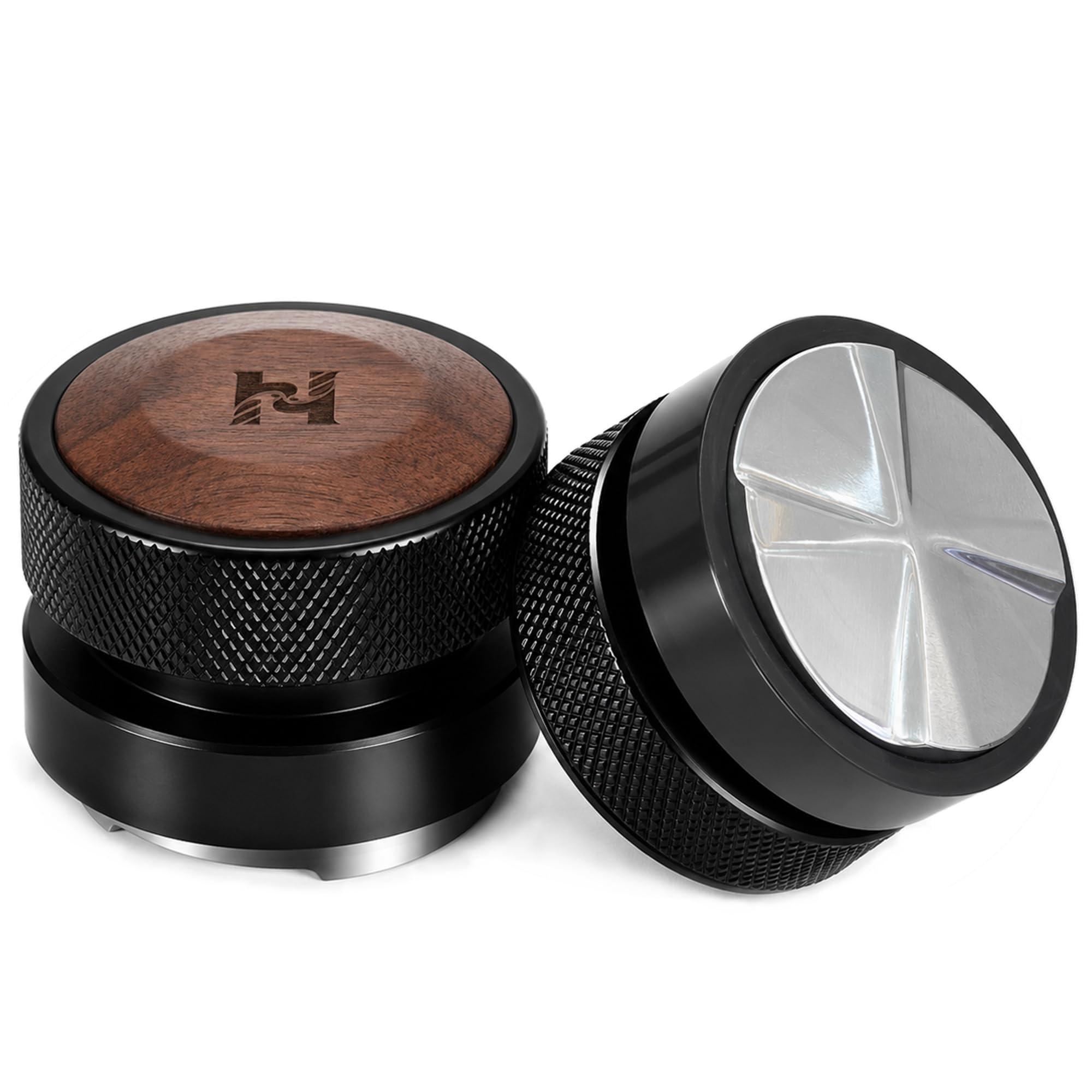 HiBREW Distribuidor de espresso basado en gravedad de 58,5 mm, distribución autonivelante, se adapta a todos los portafiltros sin fondo de 58 mm, aluminio anodizado con base de acero inoxidable de 4