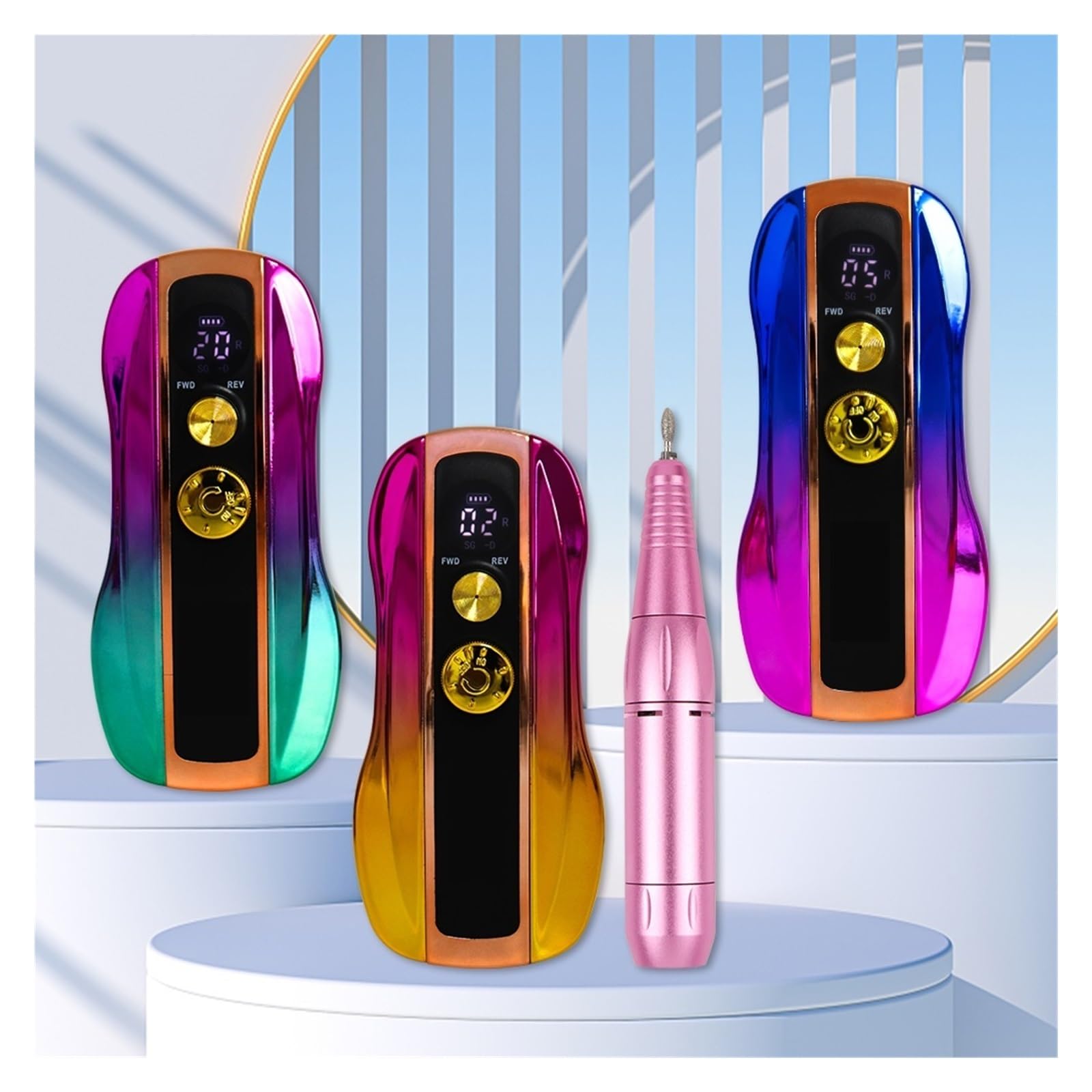 35000RPM wiertarka do paznokci z wyświetlaczem LCD HD, akumulatorowy mistrz Manicure, przenośna frezarka