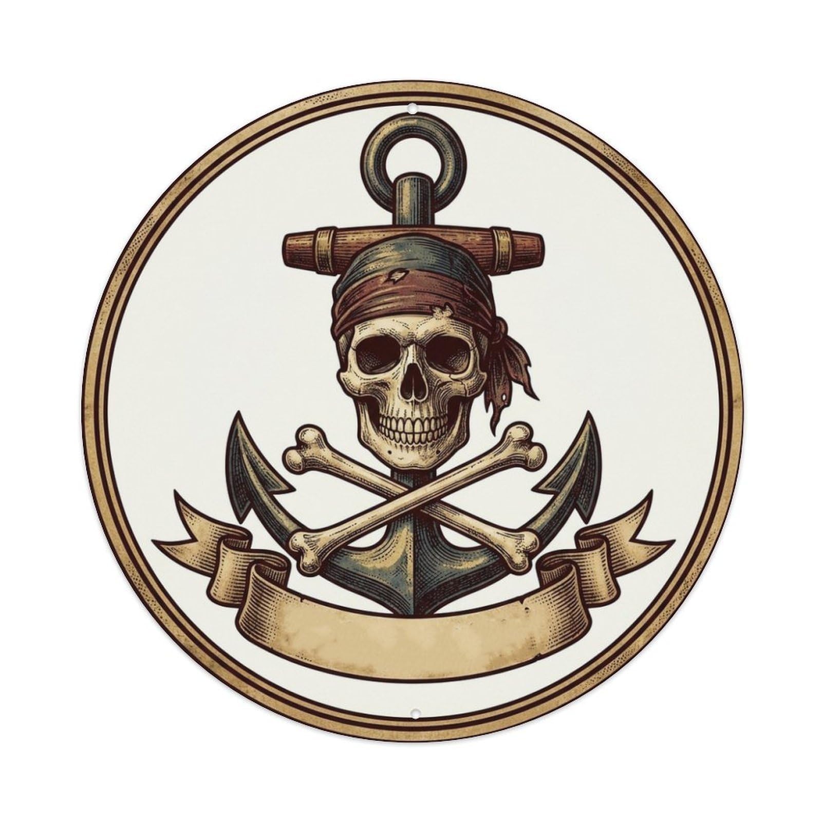 Pirate Skull Bandana Crossbones Buccaneer Mark Metal Tin Sign