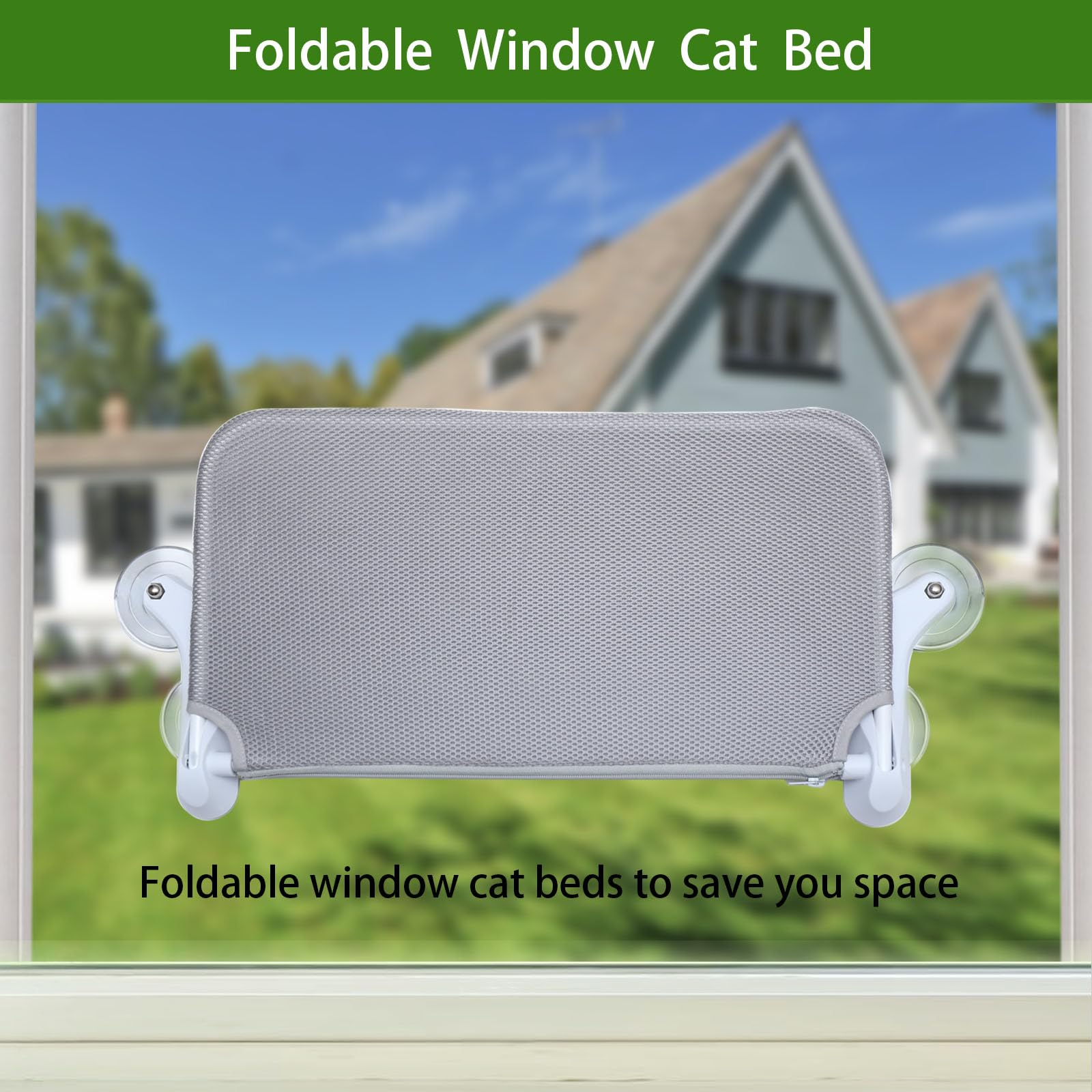 Percha para ventana de gato, hamaca para ventana de gato, cama de ventana para gatos, percha de ventana para gatos dentro del asiento de ventana para gatos con 6 ventosas fuertes para gatos grandes