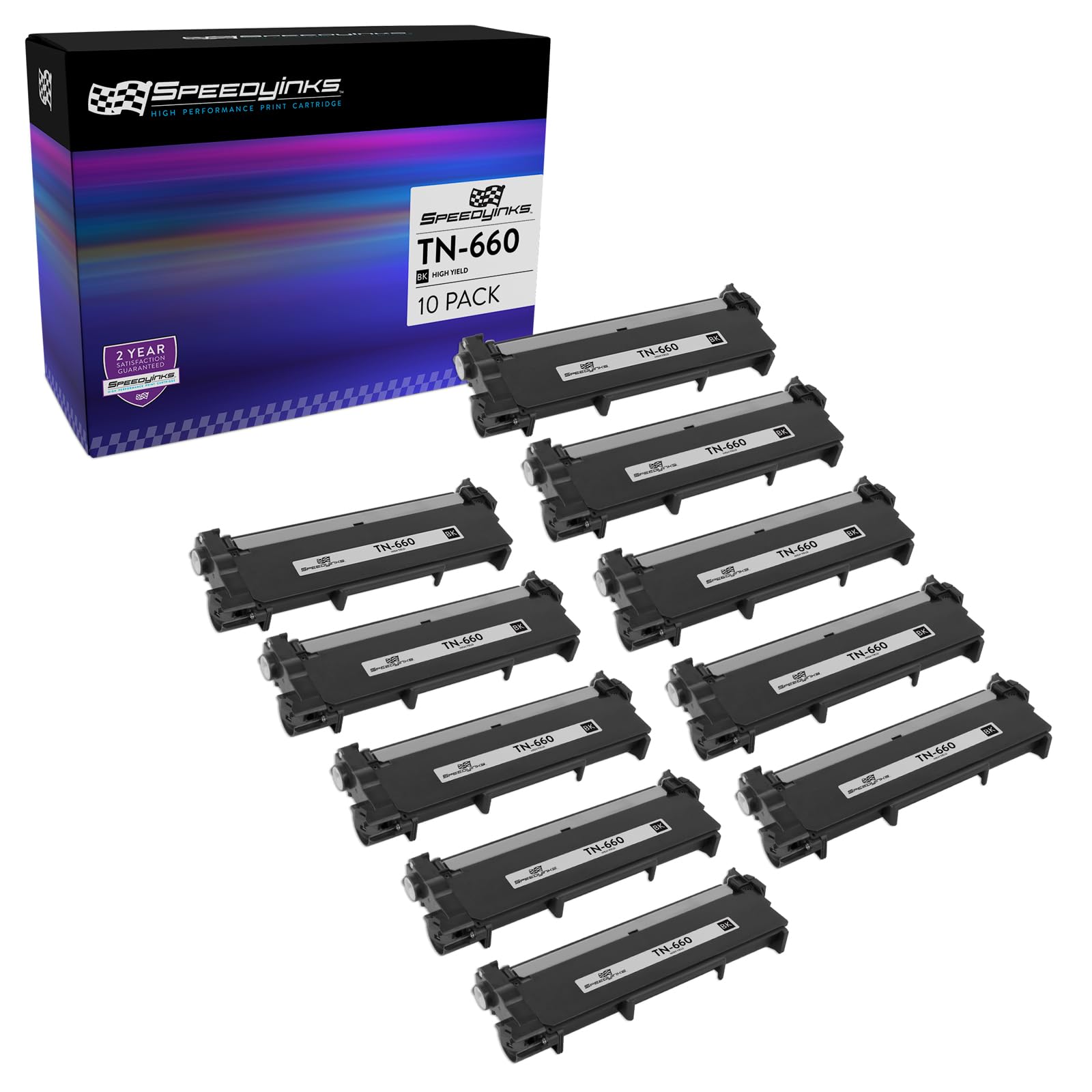 SPEEDYINKS Compatible Toner Cartridge Replacement for Brother TN660 High-Yield (Black, 10 Cartridge Pack) Compatible with Brother HL-L2380DW HL-L2300D