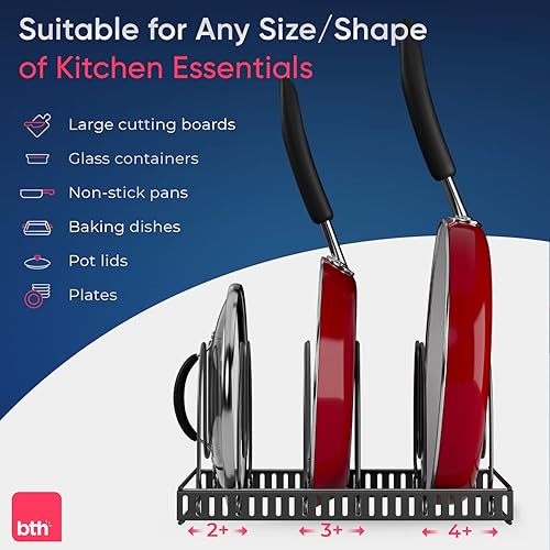 Vista 13 de Better Things Home 14+ Dual Pan and Pot Lid Organizer Rack Set for Cabinet - Includes 1 Large Rack & 1 Compact Rack for Bakeware, Lids & Pans