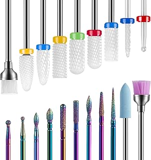 20Pcs Nail Drill Bits, Bovkeoy 3/32 Inch Drill Bits for Nail Drill E-File, Professional Diamond Carbide Nail Drill Bits Set and Ceramic Nail Drill Bits Set for Acrylic Gel Nails, Home Salon
