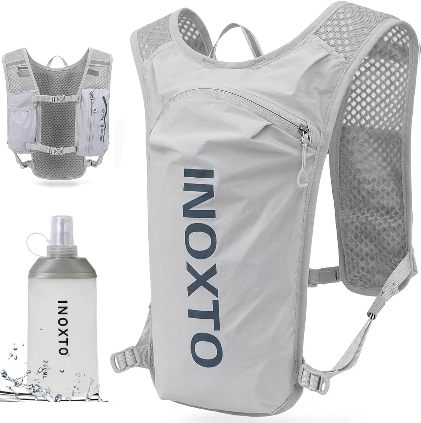 INOXTO Running Hydration Vest ,Lightweight Insulated Pack with 250ml Soft Flask Daypack for Hiking Trail Running Cycling Race Marathon for Women Men