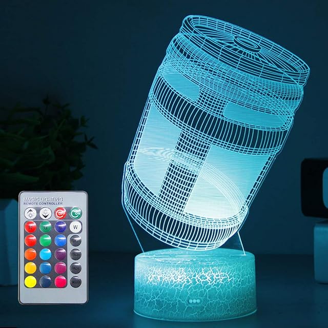 Chug Jug 3D Night Lights Remote Control & 16 Colors Sleeping Mood Lamp Optical Illusion Led Light Home Bedroom Game Room Décor Festival Holiday Chirstmas Gifts for Kids Girls Boys Child Teen