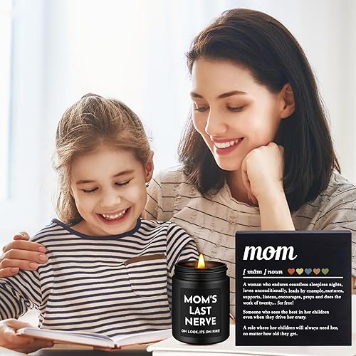 Miniatura 4 de MBL Juego de velas para mamá de parte de hija e hijo, caja de madera con definición de mamá, regalo para madre, nueva mamá, madrastra, vela