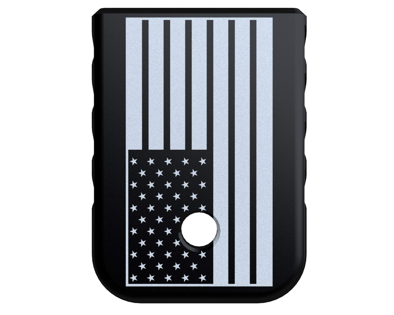 Rowe Tactical Magazine Base Plate for Glock Gen 1-5 - Black (Angle Serrations) American Flag - Vertical Graphic - Fits 9mm .40 Cal .357 Sig 45 Gap