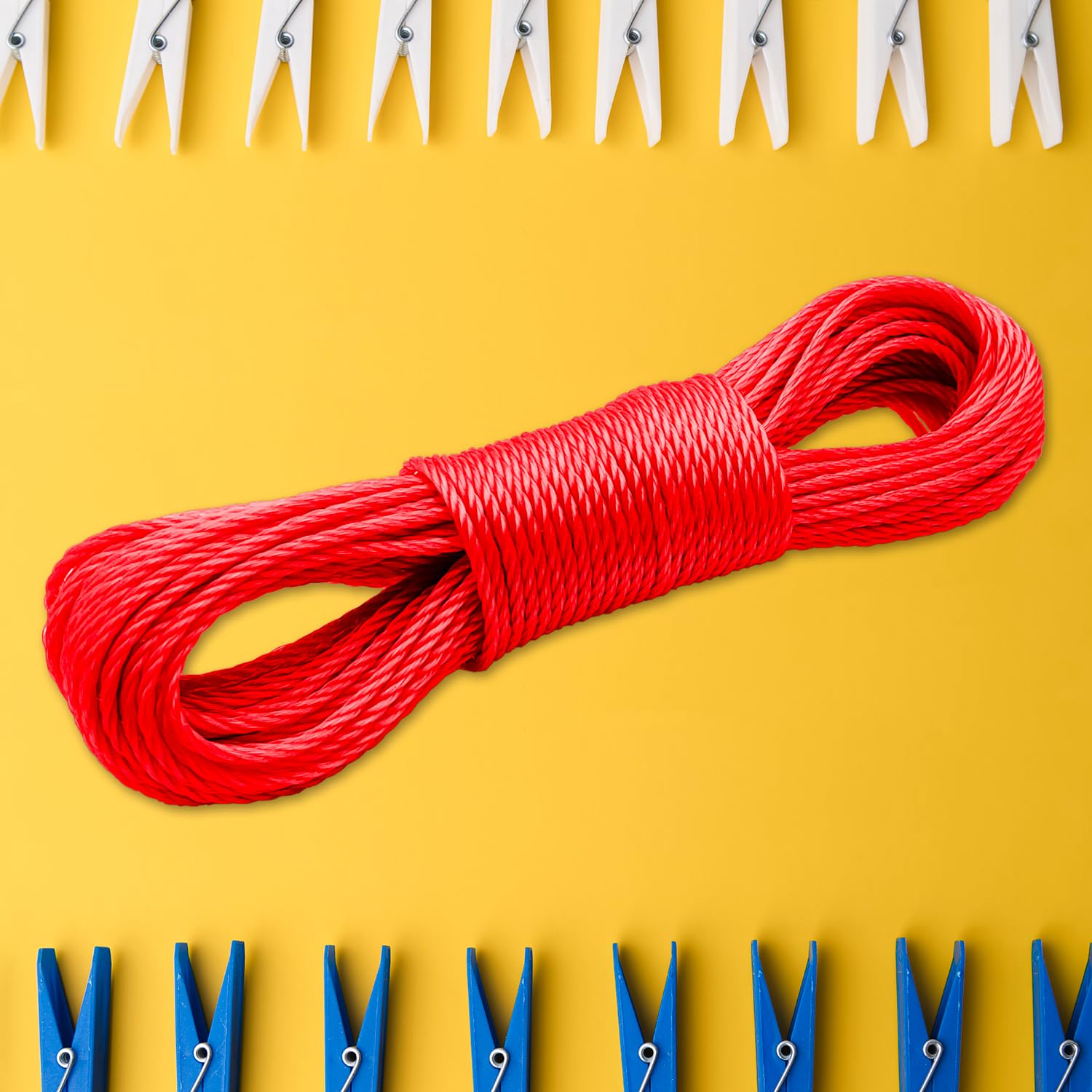 Leddy Living Coloured Washing Line Cable, Nylon Cable, 20 Metres, Outdoor Plasticized Laundry Line for Washing Clothes, Clothes, Garden Laundry Rope (Red), 19301