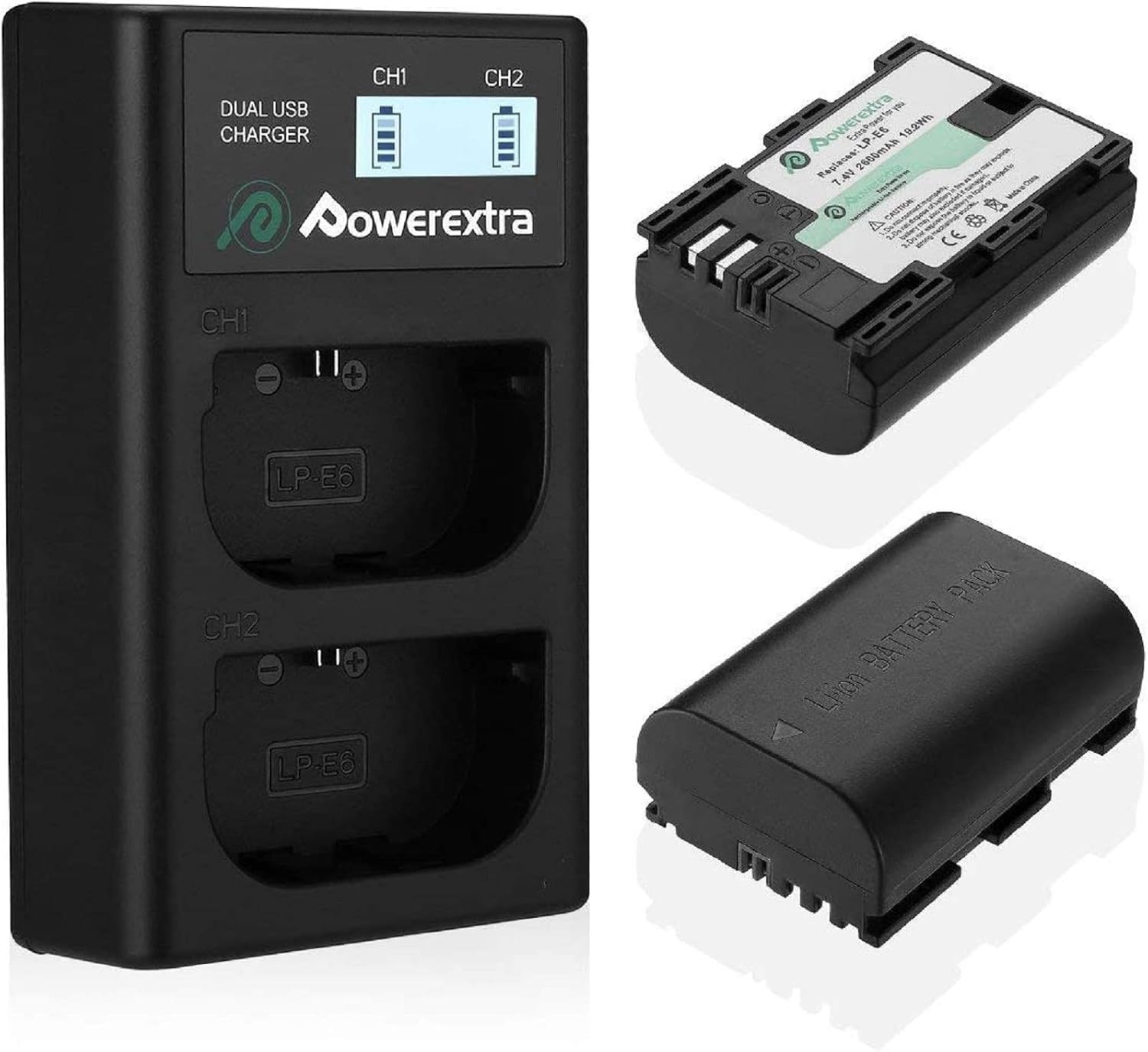 doppio caricabatteria per canon lpe6
