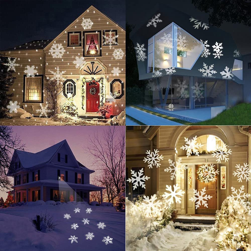 Le Projecteur Solaire De Flocon De Neige LED Imperméable De Chutes De Neige Allume La Lampe Extérieure De Paysage De Jardin Pour L'usage De Noël De Noce,Blanc