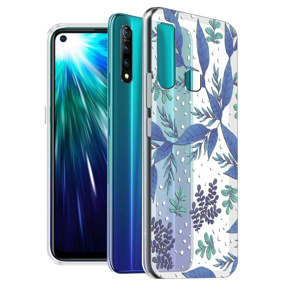 Fashionury Blue Leaves Back Cover for Vivo Z1 Pro/Transparent Printed Rubber Back Cover for Vivo Z1 Pro - Blue; Transparent (B07V5W46PL) Amazon Price History, Amazon Price Tracker
