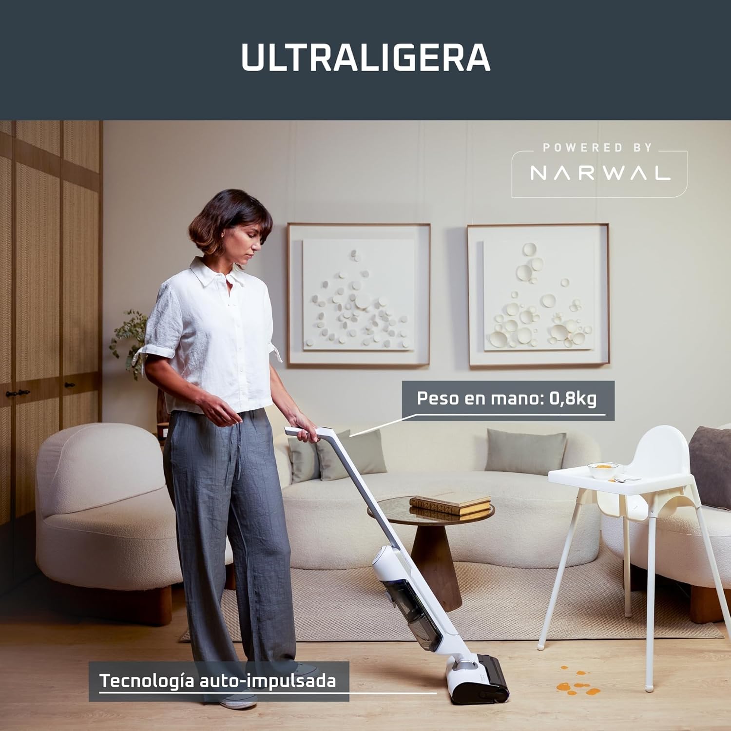 Rowenta X-Clean 10, Aspiradora Fregona Eléctrica Sin Cable, Tecnología Wet & Dry y Dual Edge, Autolimpieza y Secado Automático, Gran autonomía y pantalla LED, Ligera, Flexible, GZ7540WO