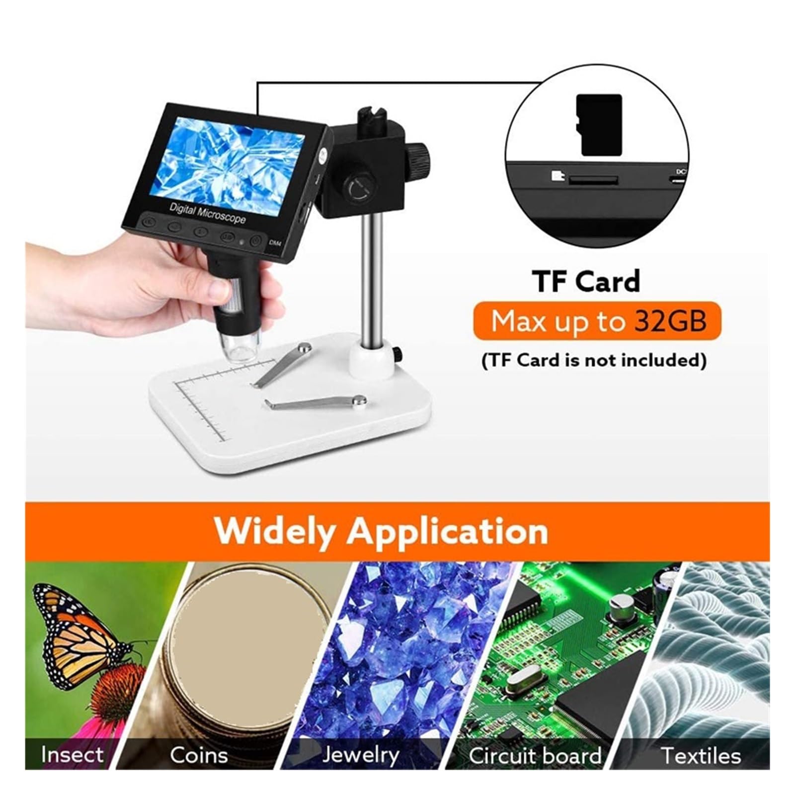 Wyświetlacz LCD USB Cyfrowy Mikroskop Elektroniczny Endoskop Rekord 1000X Z 8 Podstawkami LED Do Naprawy Lutowania(PC bracket)