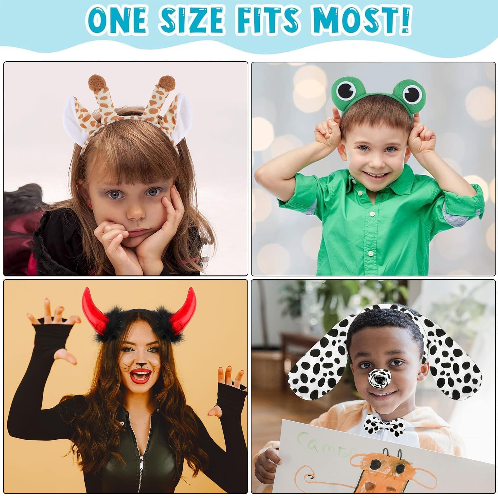 10 Pezzi Animali Orecchie Fasce, Fascia per Orecchie di Animale Cartone Animato, Fascia per Capelli in Maschera per Animali da Festa, Festa a Tema Compleanno Carnevale per Adulti per Bambini