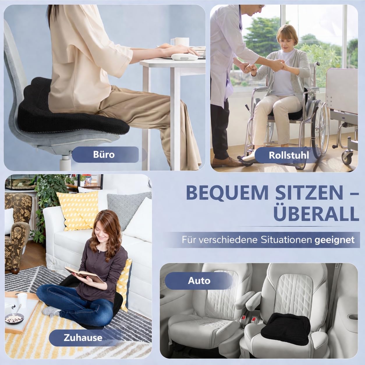 Gelsitzkissen, Sitzkissen Orthopädisch Ergonomisches Steißbeinkissen Sitzring Steißbein entlastet & Sitzkomfort Weich und bequem mit waschbarem für Bürostuhl Auto Ischias Schwangerschaft