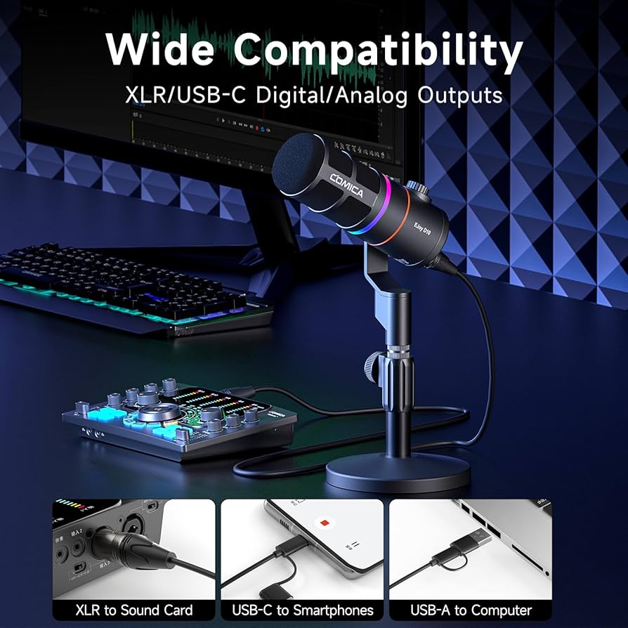 Amazon.com: COMICA EJoy D10(D) USB Gaming Microphone – RGB Dynamic