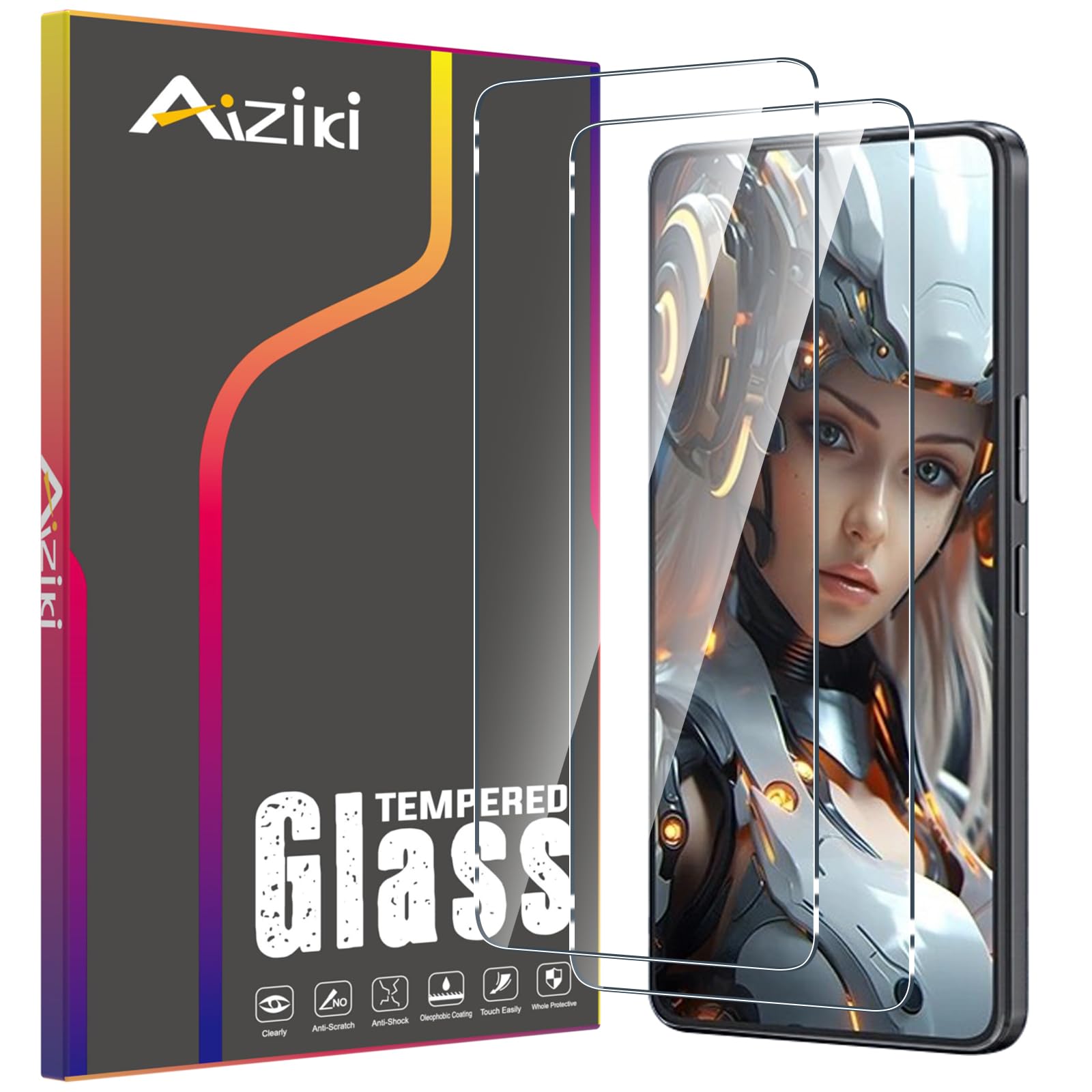 Aiziki Glass Screen Protector For Cubot Max 5 Tempered Glass Film, Impact-Protection, Anti-Shatter, Anti-Scratch, HD Clear, Bubble Free, [2 Pack] Screen Protectors Cubot Max 5