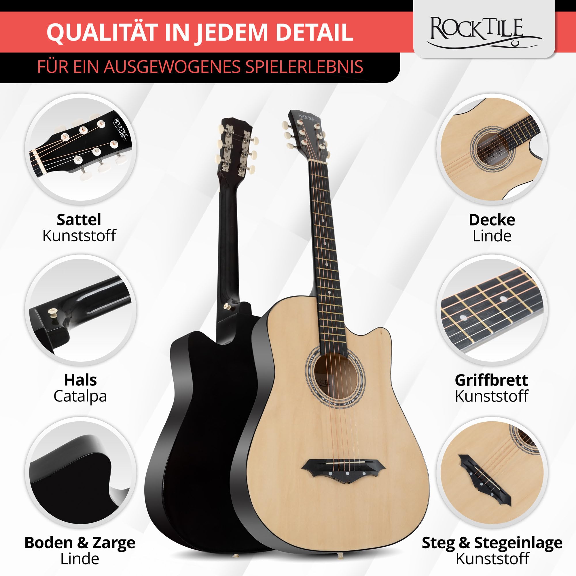 Rocktile WSD-5C-NT Chitarra Acustica Dreadnought Set Natural