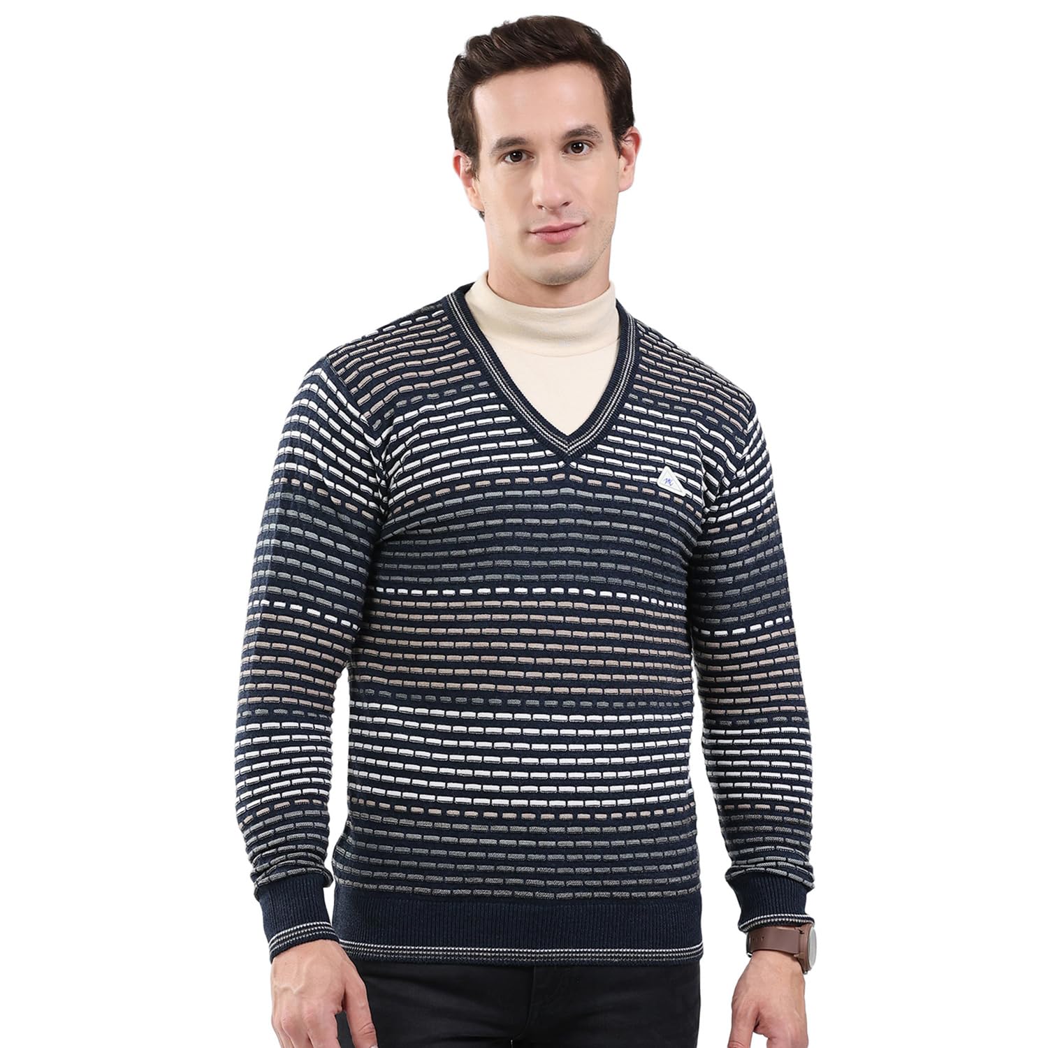 monte carlo Men's Regular Fit Pullover | Striped Pattern | Pull-On Closure with Full Sleeve V Neck | Trendy Striped Sweater for Men-picture-45