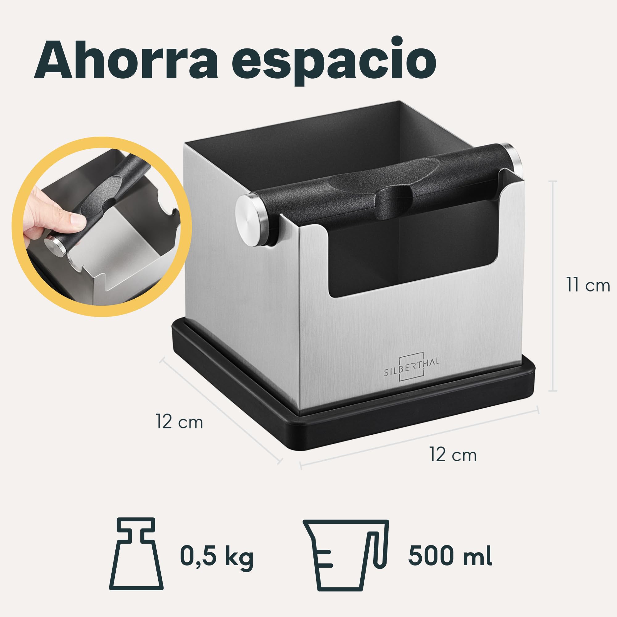 SILBERTHAL Cajon para posos de café - Recipiente de cafe - Knock box - Accesorios de barista