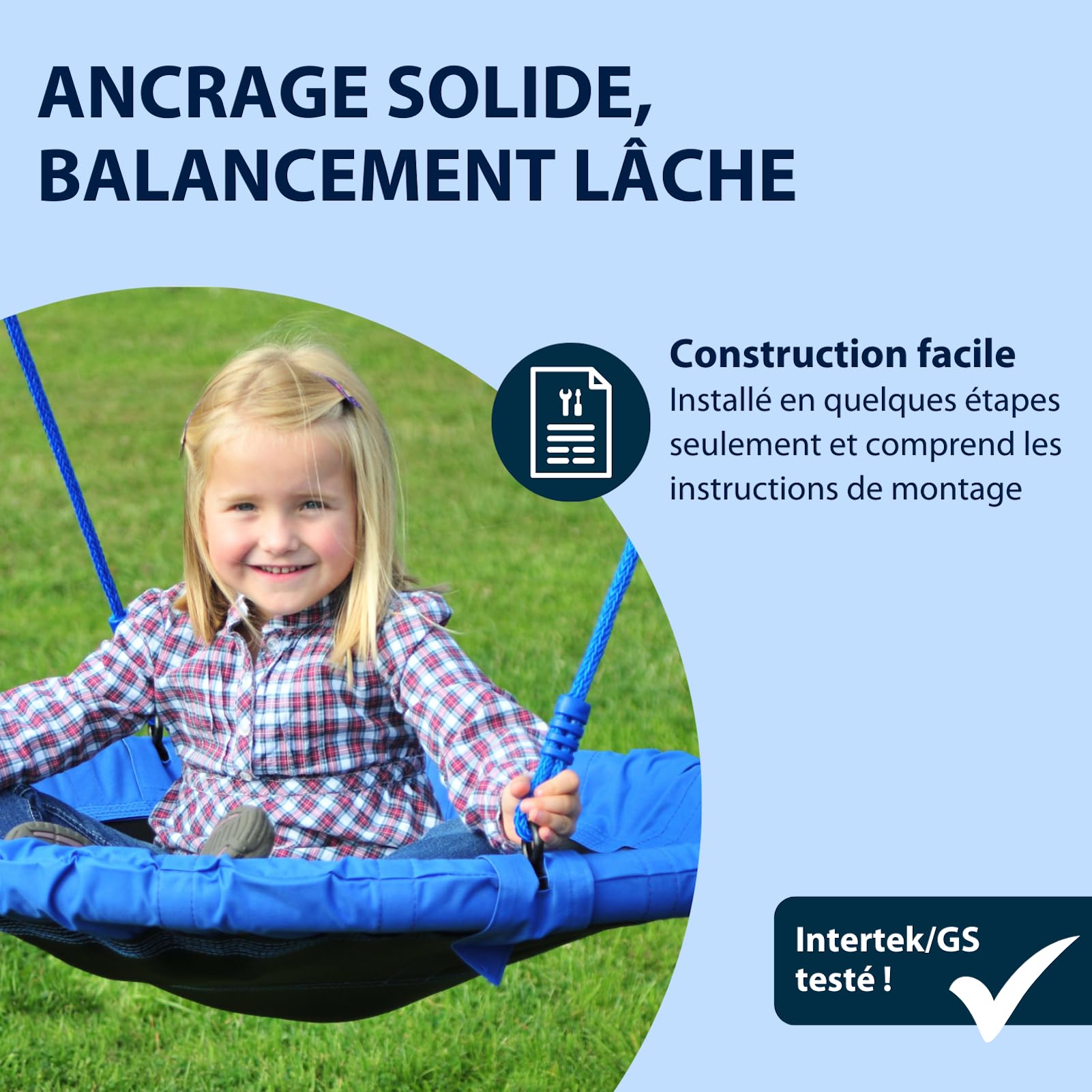 HUDORA Balançoire Nid 90 - Balançoire nid en Plastique pour jusqu'à 100kg - Balancelle Suspendue de 90cm de diamètre pour intérieur et extérieur