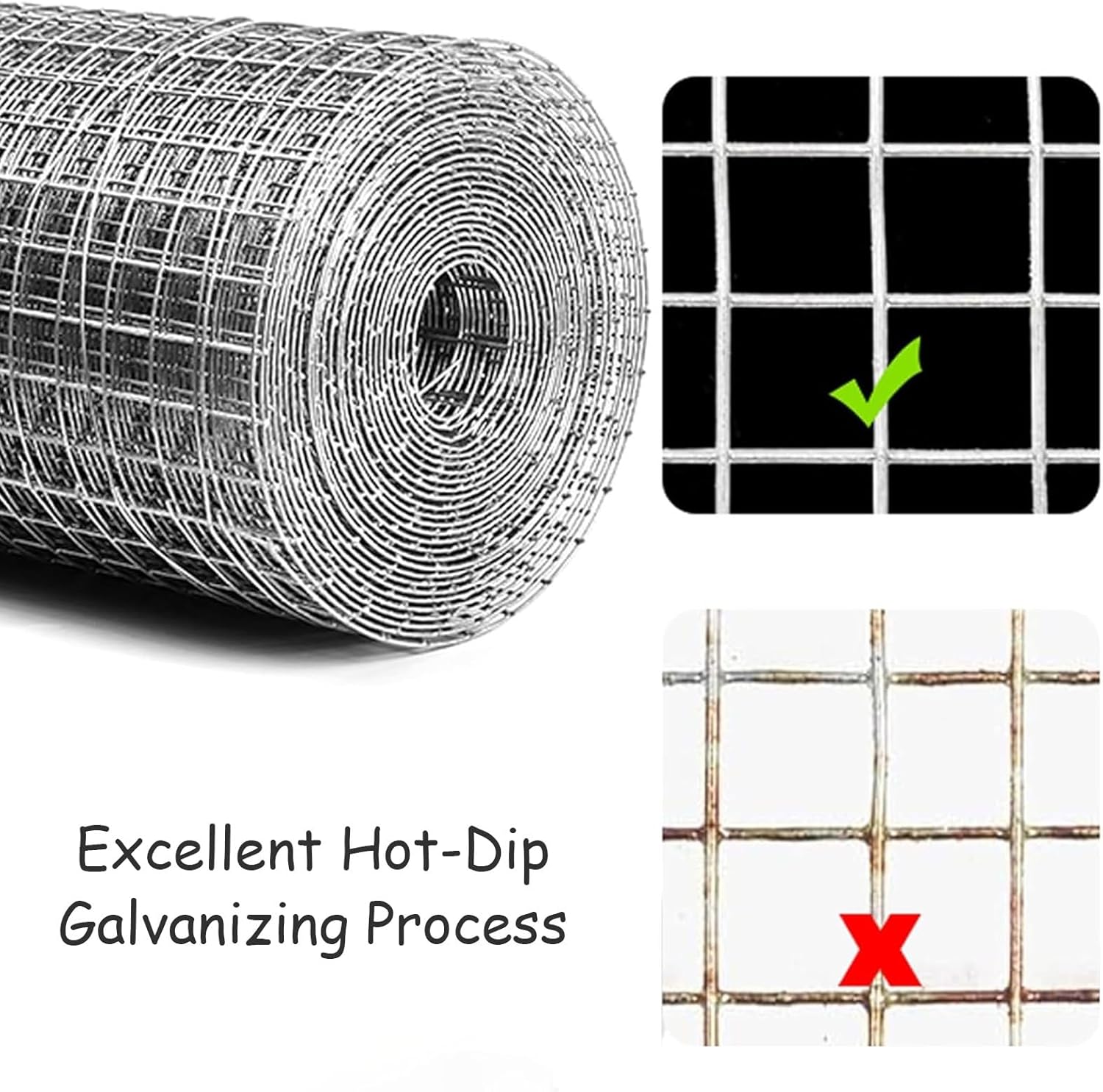 Rodent Mesh Chicken Coop Wire Galvanized Welded Wire Metal Roll, Hardware Cloth for Snake Raccoon, Wire Fencing for Gardens Plants Poultry(1/2in,7mx1m(LxH))