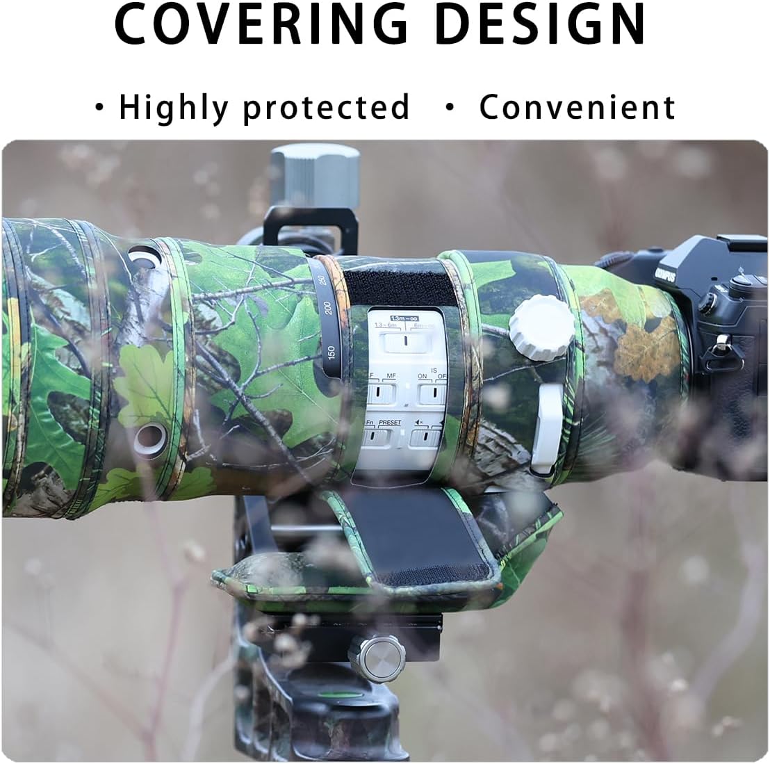 CHASING BIRDS Lens Camouflage Waterproof Coat for Olympus 150-400mm F4.5 TC1.25x is PRO Rainproof Lens Protective Cover Version IV (Shadow Black)