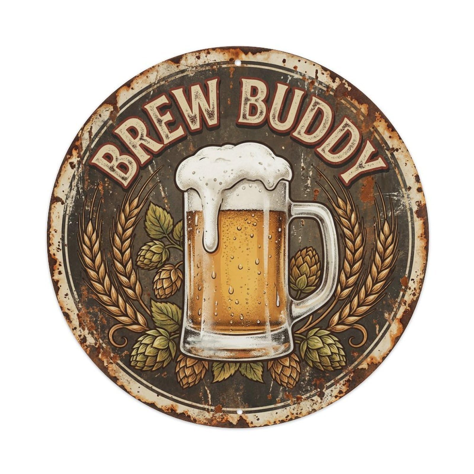 Fyrn Style Metal Tin Sign Vintage Beer Rustic Brew Buddy Retro Bar For Pub