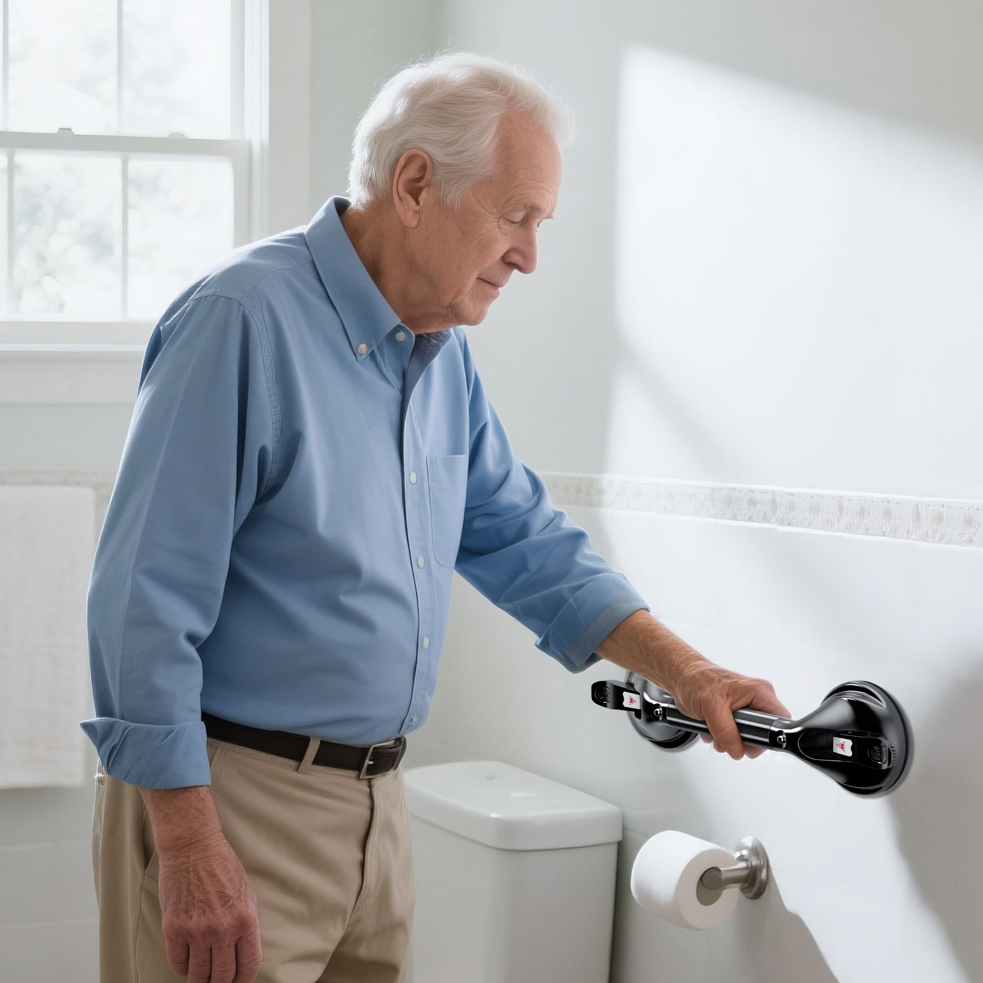 DAILYLIFE Barra de agarre con ventosa para baño, mango de ducha sin herramientas, asa de agarre portátil para bañera, riel de seguridad para personas mayores con discapacidad, montaje rápido,
