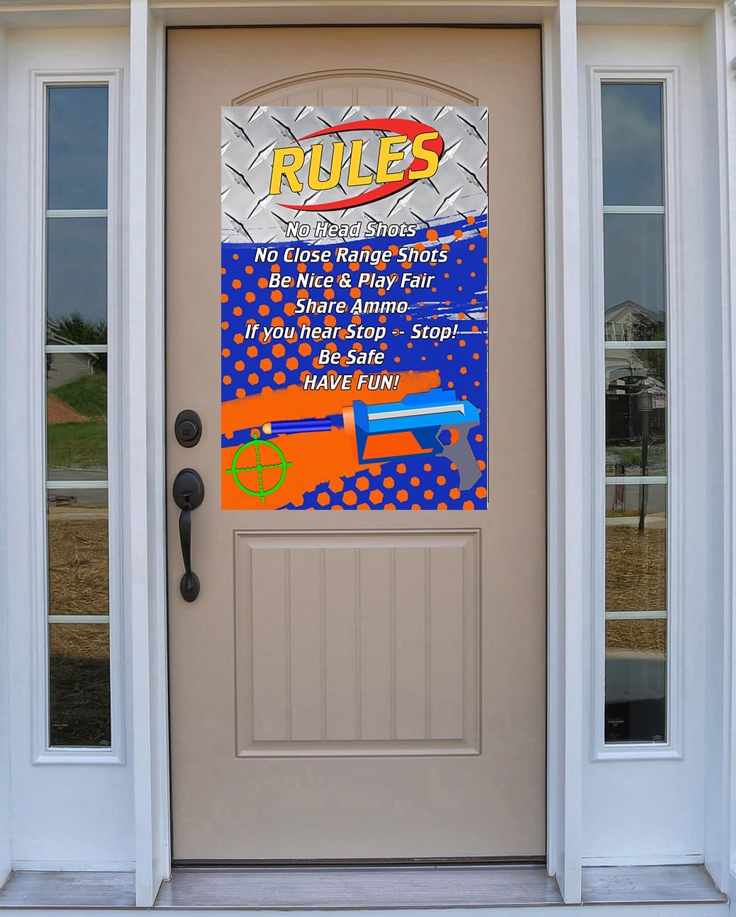 Blue Dart Tag Themed Welcome Party Poster Supply with Rules for Gameplay Safety and Fun 19x13