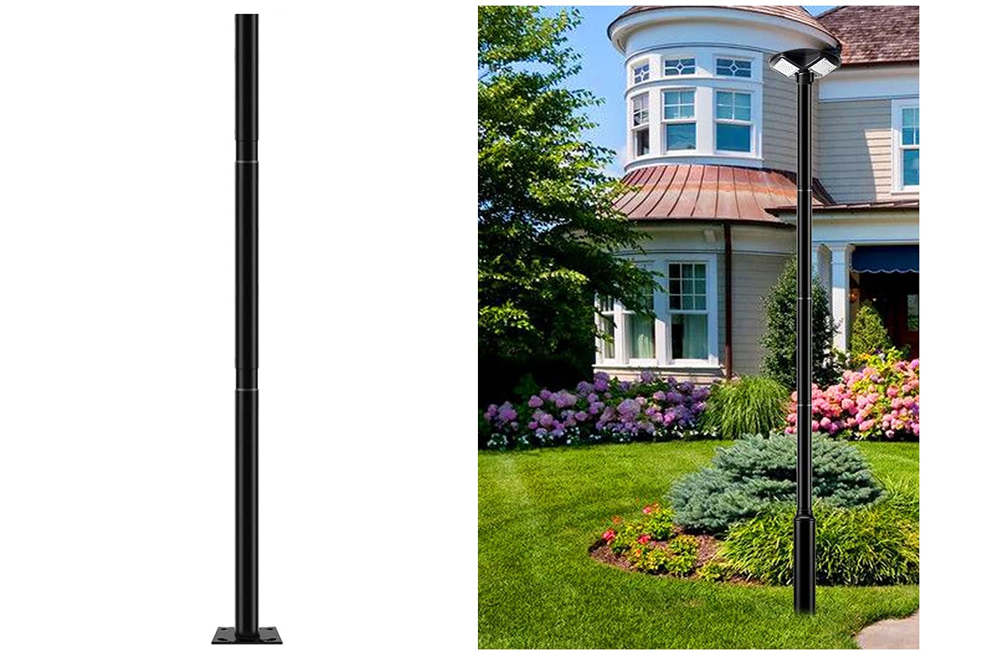 Dopa Dopastore Staffa Per Supporto In Metallo da 3 Metri Palo Per Lampione LED Telecamere Videosorveglianza Nero Da Esterni Giardino Viale Cortile