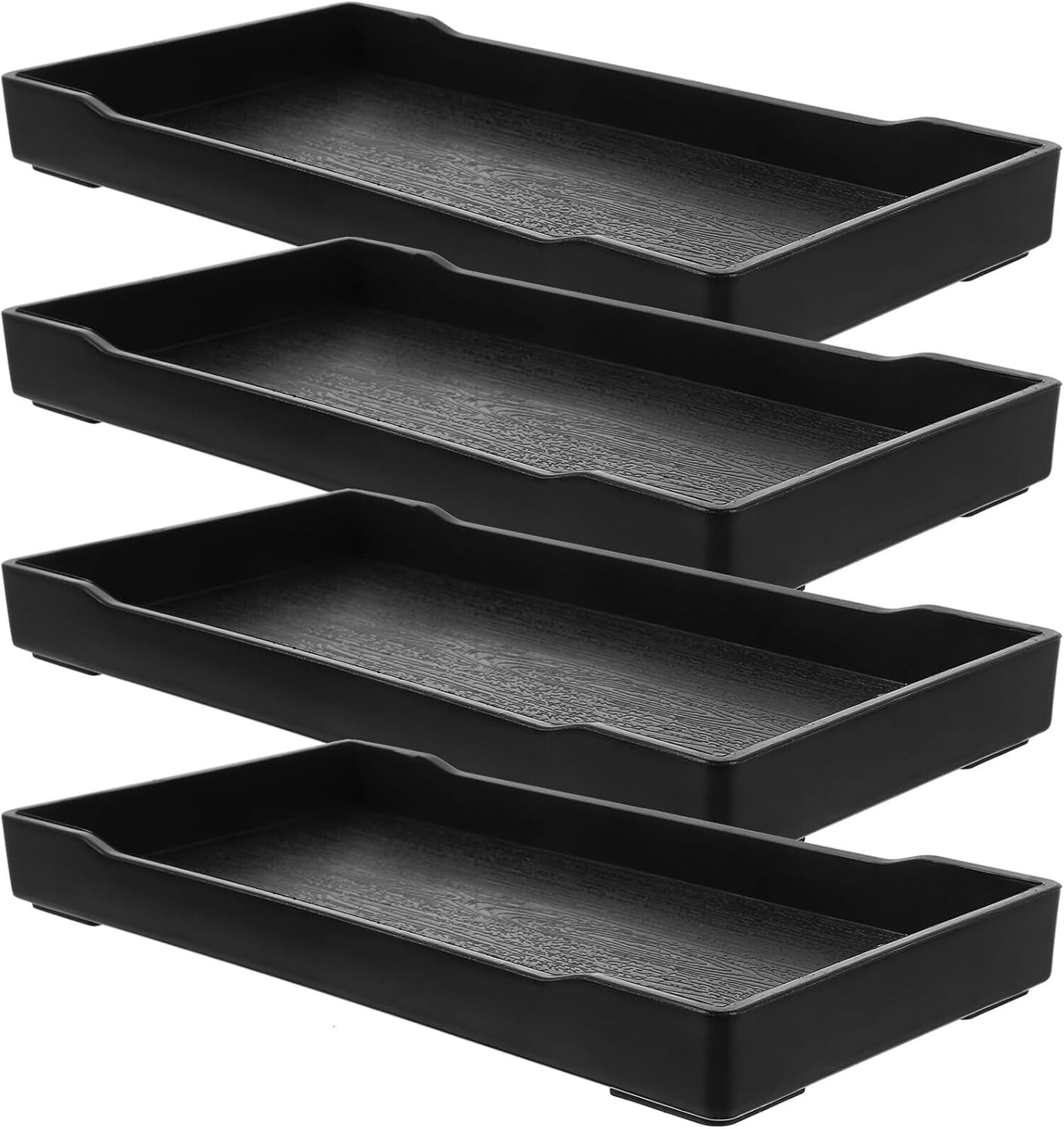 Ipetboom 4 Piezas Bandeja Organizadora Rectangular Negra para Baño